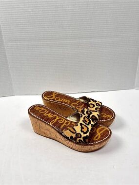 Sam Edelman Reid Leopard Wedge Platform Sandal Sz 7.5
